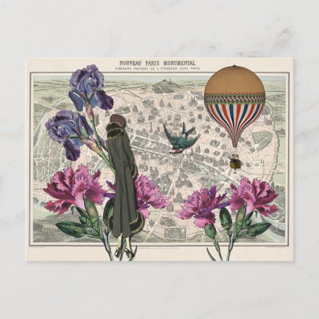 Cartão postal Vintage Paris Collage (Frente)