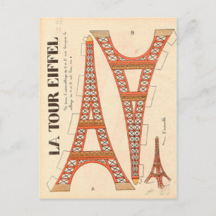 Cartão Postal Vintage Paris Eiffel Tower Corte