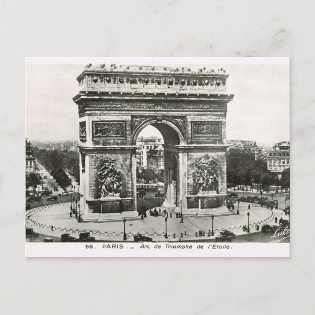 Cartão Postal Vintage Paris, Etoile, Arc de Triumphe (Frente)