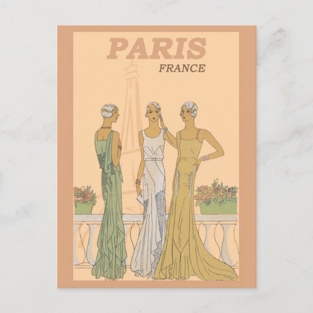 Cartão Postal Vintage Paris França Mulheres Francesas Moda (Frente)