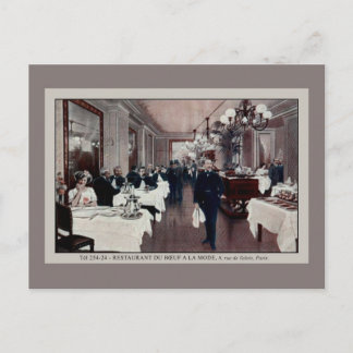 Cartão Postal Vintage Paris França restaurante interior