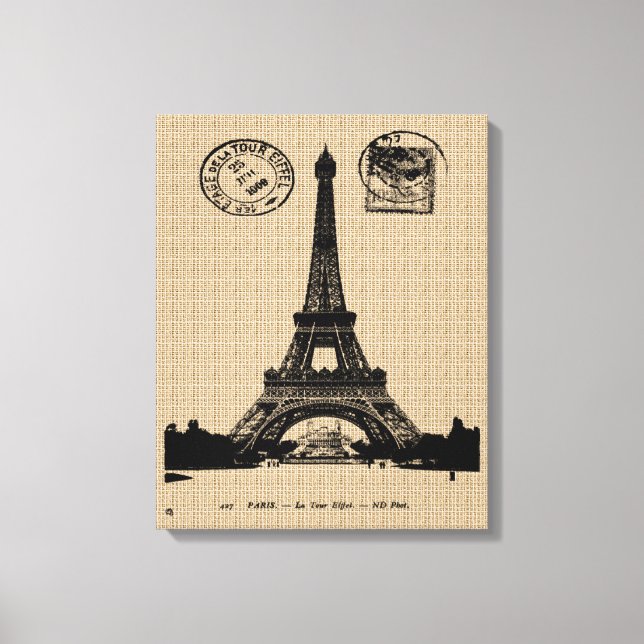 Cartão postal Vintage Paris na Canvas (Frente)