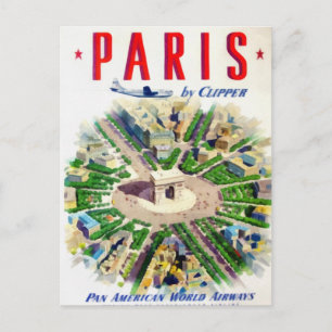 Cartão Postal Vintage Paris Pan American Adv