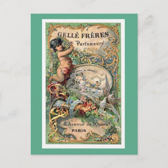 Cartão Postal Vintage Paris Parfume Label (Frente)
