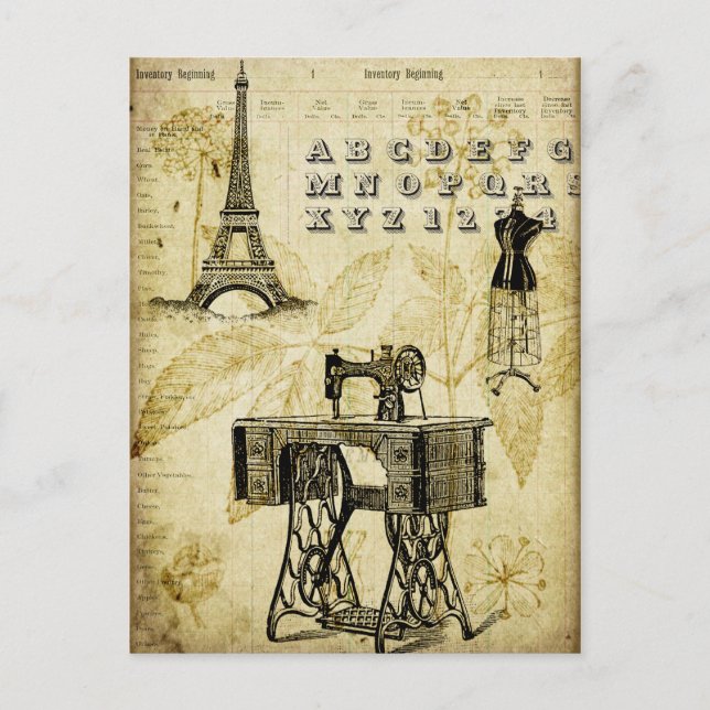 Cartão postal vintage PARIS Torre Eiffel forma de  (Frente)