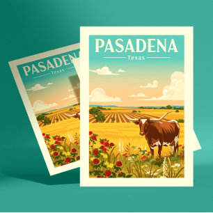 Cartão Postal Vintage Pasadena Texas