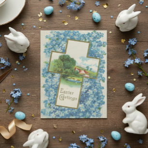 Cartão Postal Vintage Páscoa Saudação Cruz