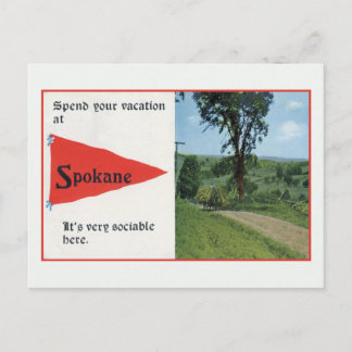 Cartão Postal Vintage Passe suas férias no Spokane WA