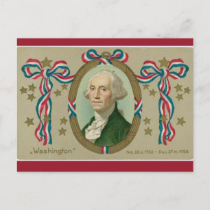 Cartão Postal Vintage Patriotic George Washington - Retrato
