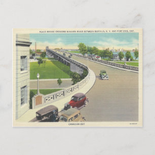Cartão Postal Vintage Peace Bridge atravessando Nova York, Ontár