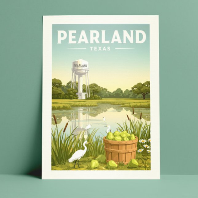 Cartão Postal Vintage Pearland Texas (Criador carregado)