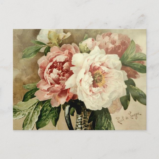Cartão Postal Vintage Peonies (Frente)