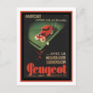 Cartão Postal Vintage Peugeot Ad - Partout Comme sur un billard