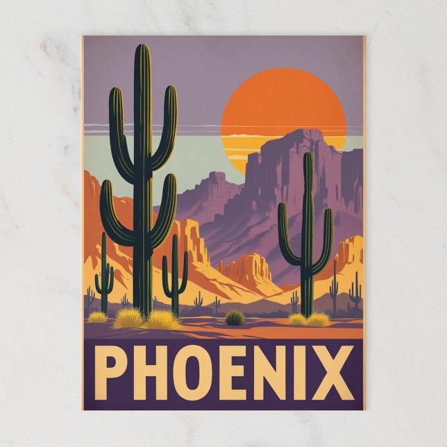 Cartão Postal Vintage Phoenix Desert Sunset (Criador carregado)