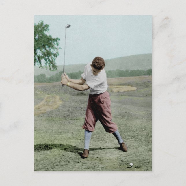 Cartão Postal Vintage Photo Male Golfer Swing 1930 (Frente)