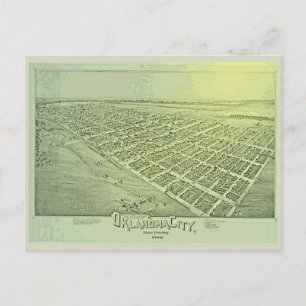 Cartão Postal Vintage Pictorial Map of Oklahoma City em 1890