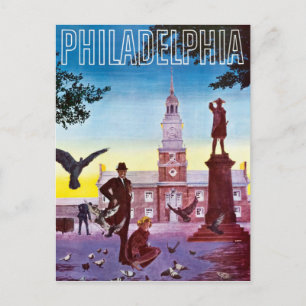 Cartão Postal Vintage Pigeons na Filadélfia Viagem
