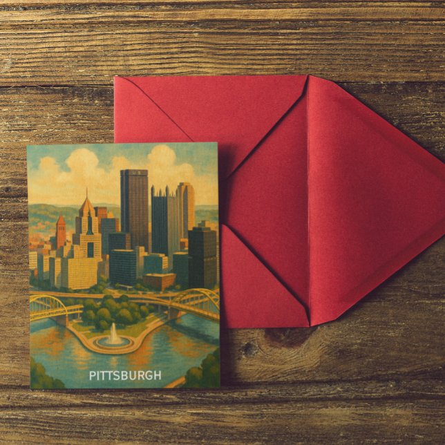Cartão Postal Vintage Pittsburgh Pennsylvania Skyline (Vintage Pittsburgh Pennsylvania Skyline Travel Postcard)