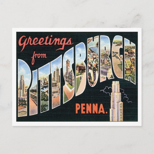 Cartão Postal Vintage Pittsburgh Pensilvânia (Frente)