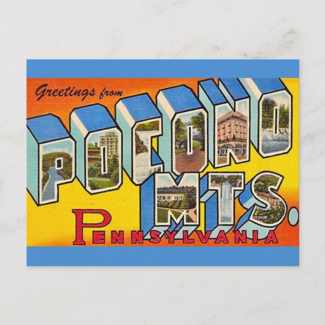 Cartão Postal Vintage Pocono Mountains  (Frente)