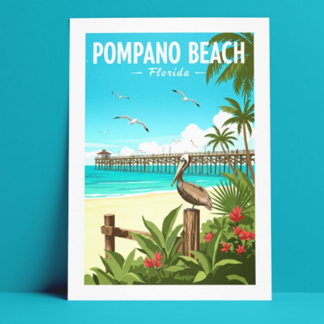 Cartão Postal Vintage Pompano Beach (Criador carregado)
