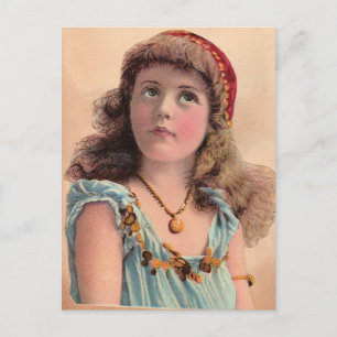 Cartão Postal Vintage Pondering Girl