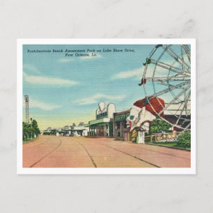 Cartão Postal Vintage Pontchartrain Beach New Orleans Amusement