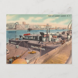 Cartão Postal Vintage, Port of Albany, Albany, Nova Iorque