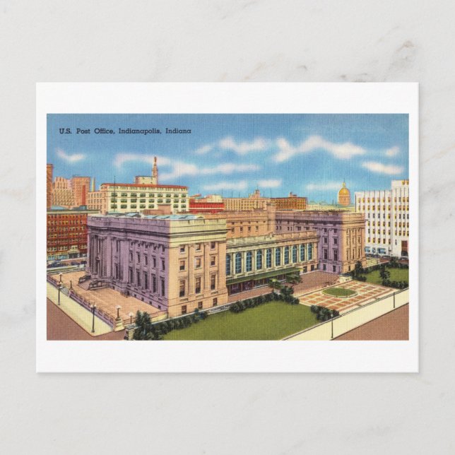 Cartão Postal Vintage Postcard Indianapolis Edifício Federal (Frente)