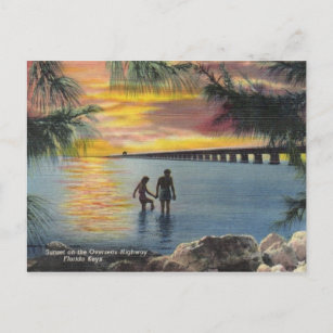 Cartão Postal Vintage Postcard Overseas Highway Florida Keys