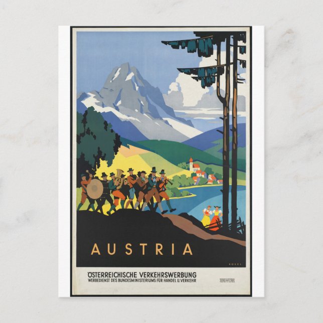 Cartão Postal Vintage - Poster de viagens da Áustria (Frente)