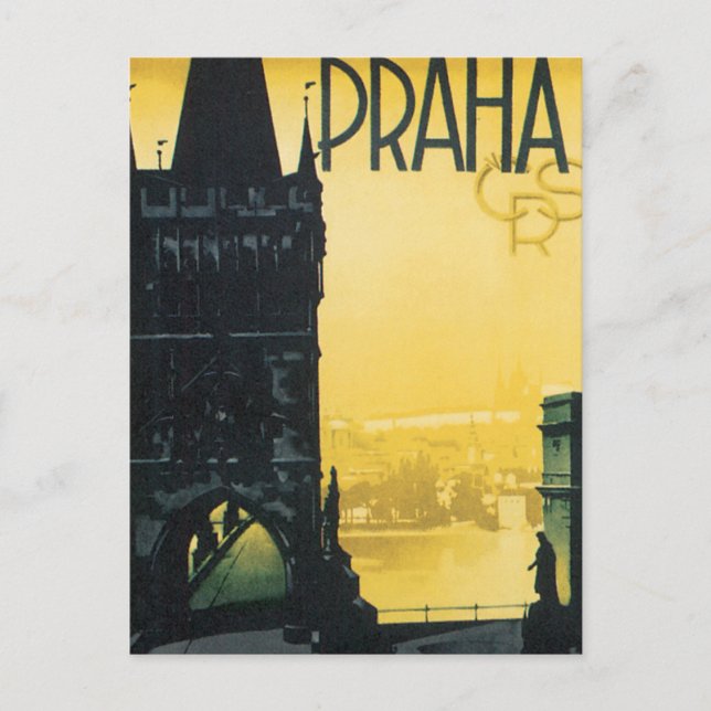 Cartão Postal Vintage Praha Poster (Frente)