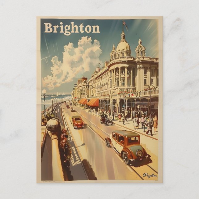 Cartão Postal Vintage Promenade em Sunny Brighton (Frente)