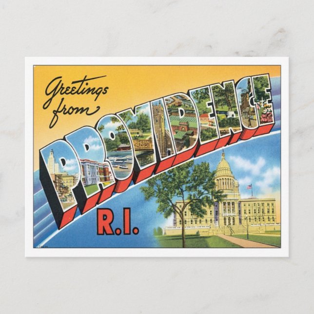 Cartão Postal Vintage Providence Rhode Island (Frente)