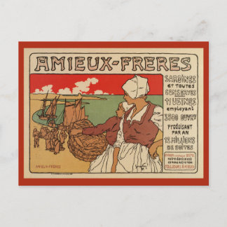 Cartão Postal Vintage, publicidade aos peixes do mar francês