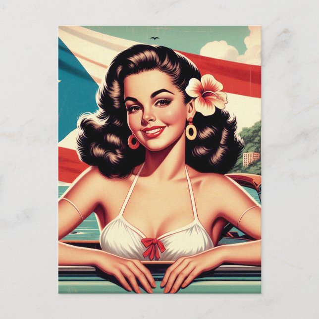 Cartão Postal Vintage Puerto Rican Girl (Frente)