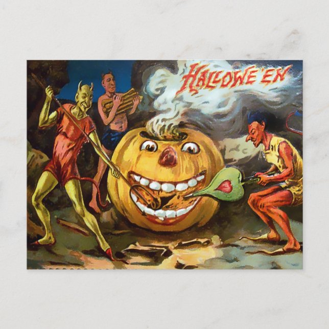 Cartão postal Vintage Pumpkin Halloween (Frente)