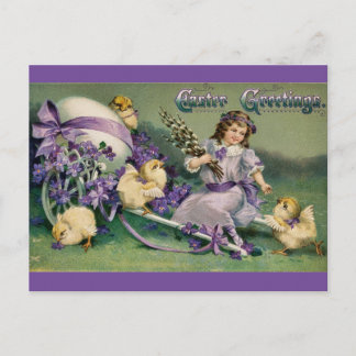 Cartão postal Vintage Purple Páscoa Saudações
