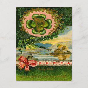 Cartão Postal Vintage Quatro Dia de São Patrício De Shamrock D