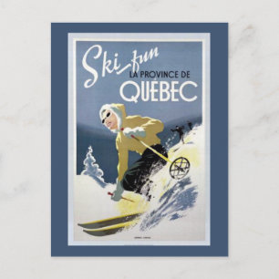 Cartão Postal Vintage Quebec, Canadá Esqui