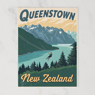 Cartão Postal Vintage Queenstown Nova Zelândia Adventure