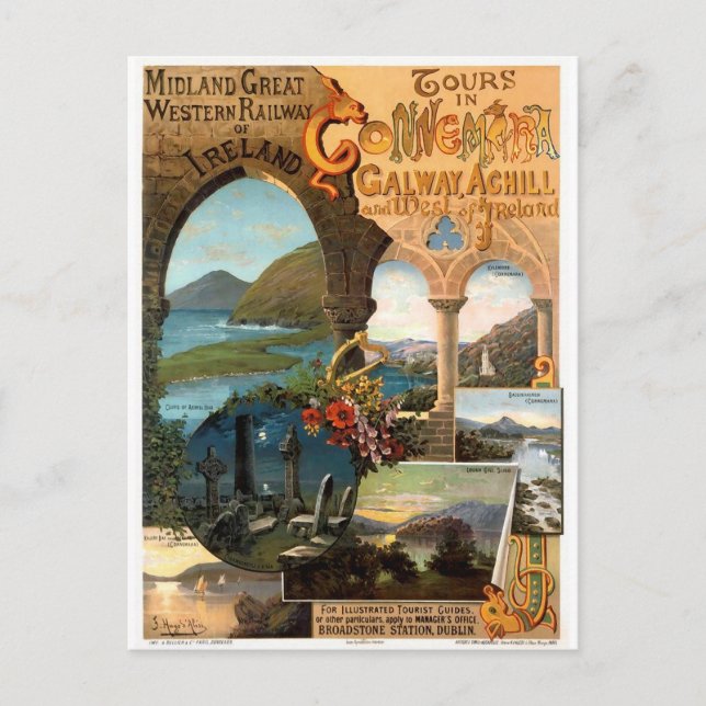 Cartão Postal Vintage Railof Ireland Viagem (Frente)
