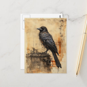 Cartão Postal Vintage Raven Edgar Allan Poe