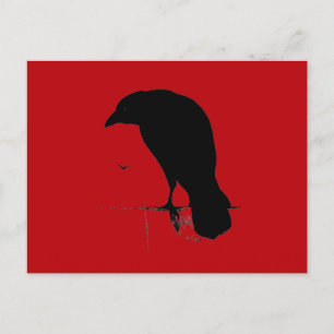 Cartão Postal Vintage Raven sobre Modelo vermelho sanguíneo