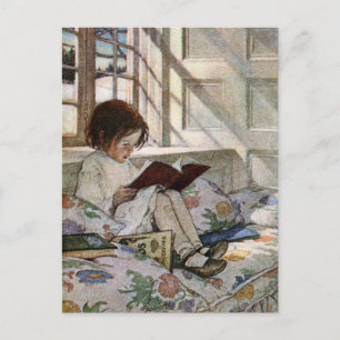 Cartão Postal Vintage Reading Girl