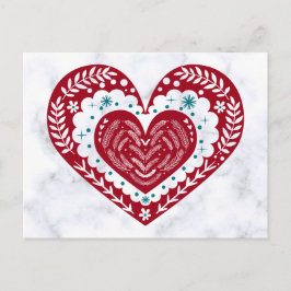 Cartão Postal Vintage Red Floral Heart Love