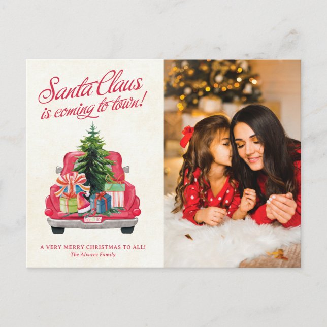 Cartão Postal Vintage Red Papais noeis Truck Foto (Frente)
