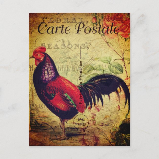Cartão postal Vintage Red Rooster (Frente)