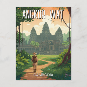 Cartão Postal Vintage Retro Angkor Wat Camboja