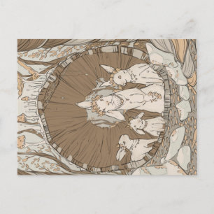 Cartão Postal Vintage Retro Bunny Rabbits